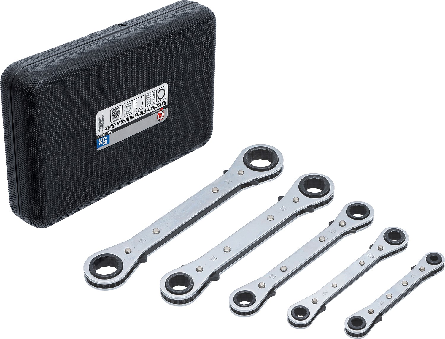 Bgs Do It Yourself Ratschen-Ringschlüssel-Satz, gerade, SW 6 x 8 - 19 x 22 mm 5-tlg. [Hersteller-Nr. 1450]