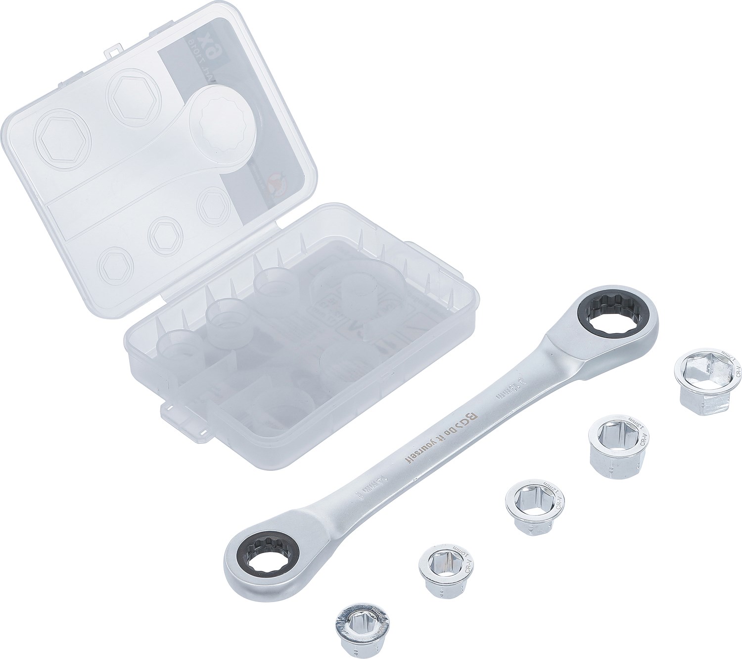 Bgs Do It Yourself Ratschen-Ringschlüssel mit Adaptersatz, SW 8 - 19 mm, 6-tlg. [Hersteller-Nr. 71016]