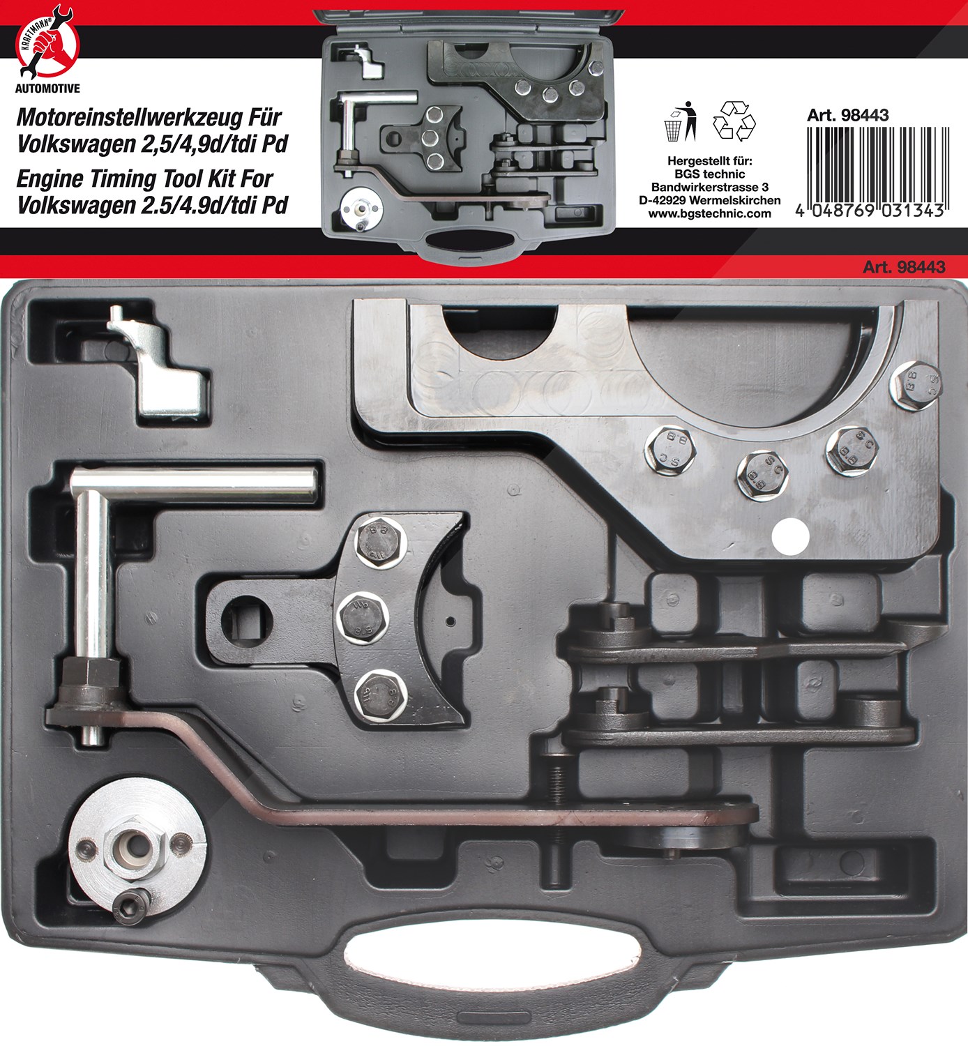 Bgs Do It Yourself Motor-Einstellwerkzeug-Satz, für VAG 2.5 / 4.9D / TDI Pumpe-Düse [Hersteller-Nr. 98443]