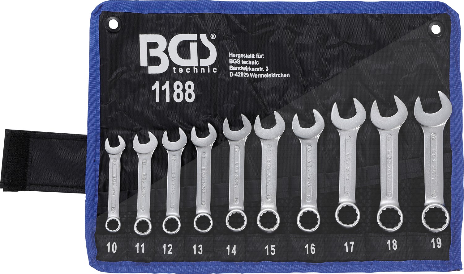 Bgs Maul-Ringschlüssel-Satz - extra kurz - SW 10 - 19 mm - 10-tlg. [Hersteller-Nr. 1188]