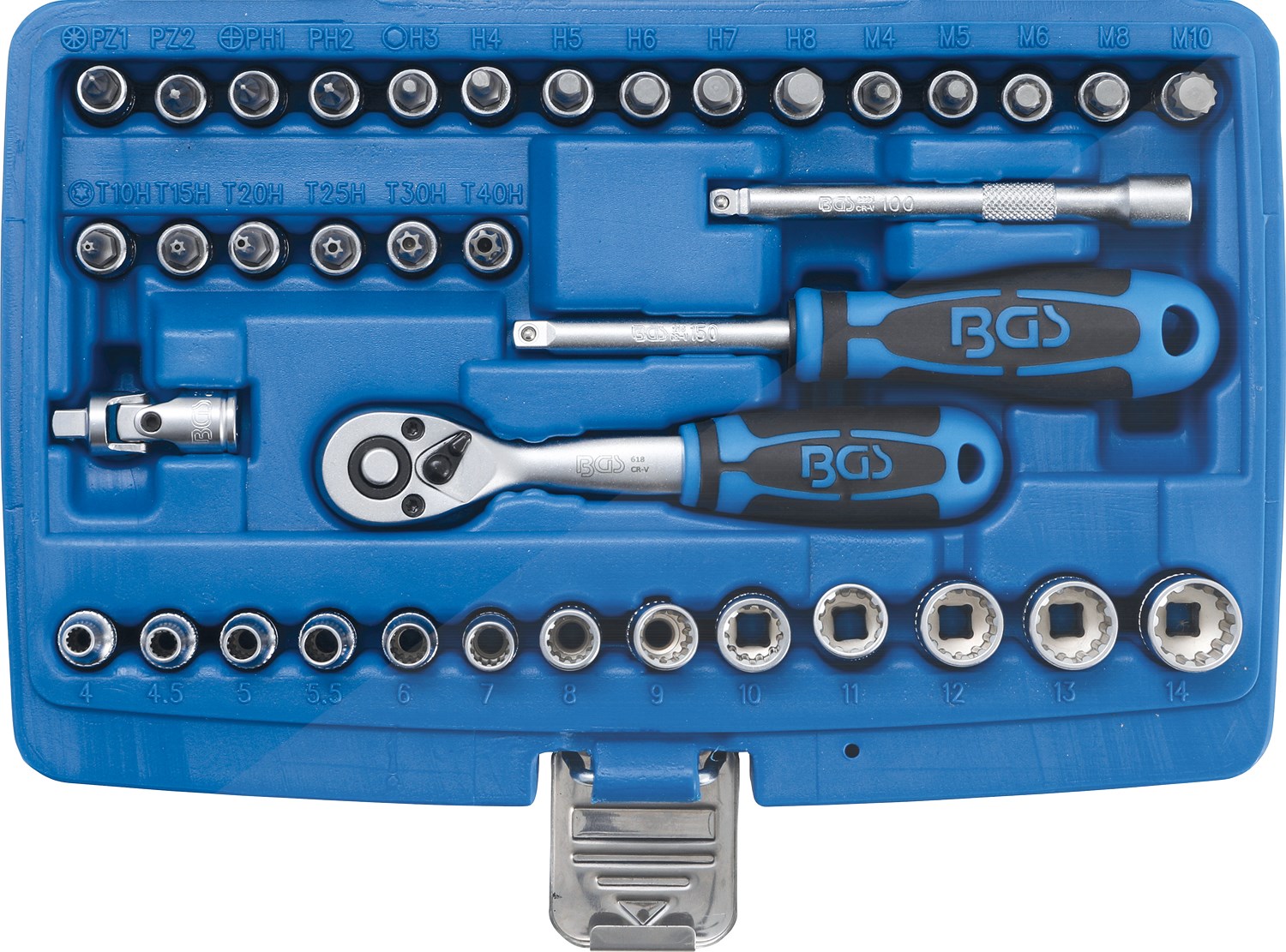 Bgs Steckschlüssel-Satz Gear Lock - Antrieb 6,3 mm (1/4) - 39-tlg. [Hersteller-Nr. 2151]
