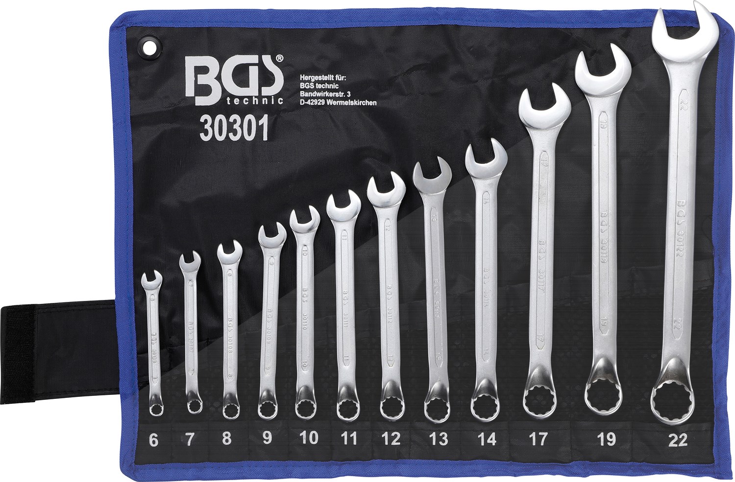 Bgs Maul-Ringschlüssel-Satz - gekröpft - SW 6 - 22 mm - 12-tlg. [Hersteller-Nr. 30301]