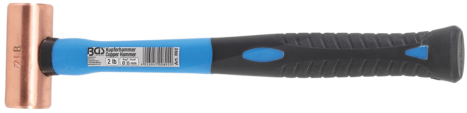 Bgs Kupferhammer - Fiberglasstiel - Ø 35 mm - 907 g (2 lb) - Kopf [Hersteller-Nr. 892]
