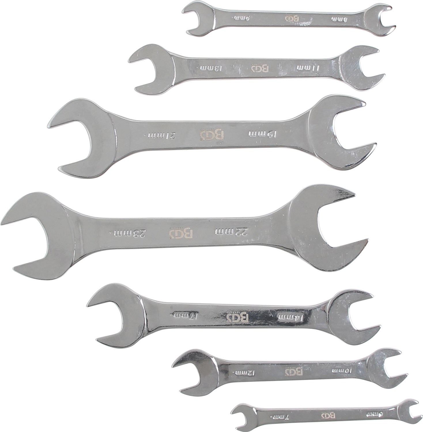 Bgs Doppel-Maulschlüssel-Satz - extra flach - SW 6 - 23 mm - 7-tlg. [Hersteller-Nr. 9019]