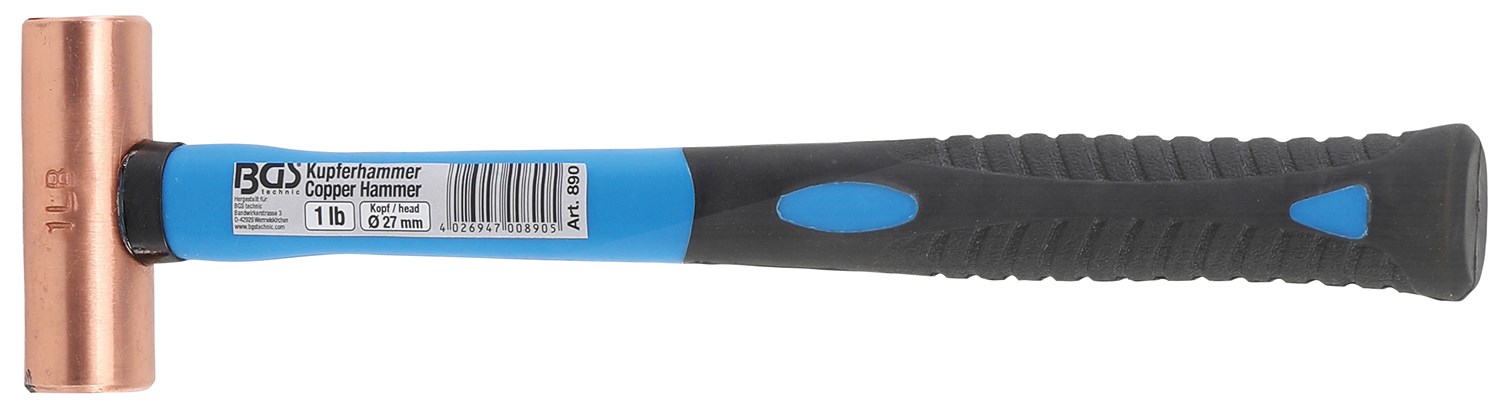 Bgs Kupferhammer - Fiberglasstiel - Ø 27 mm - 454 g (1 lb) - Kopf [Hersteller-Nr. 890]