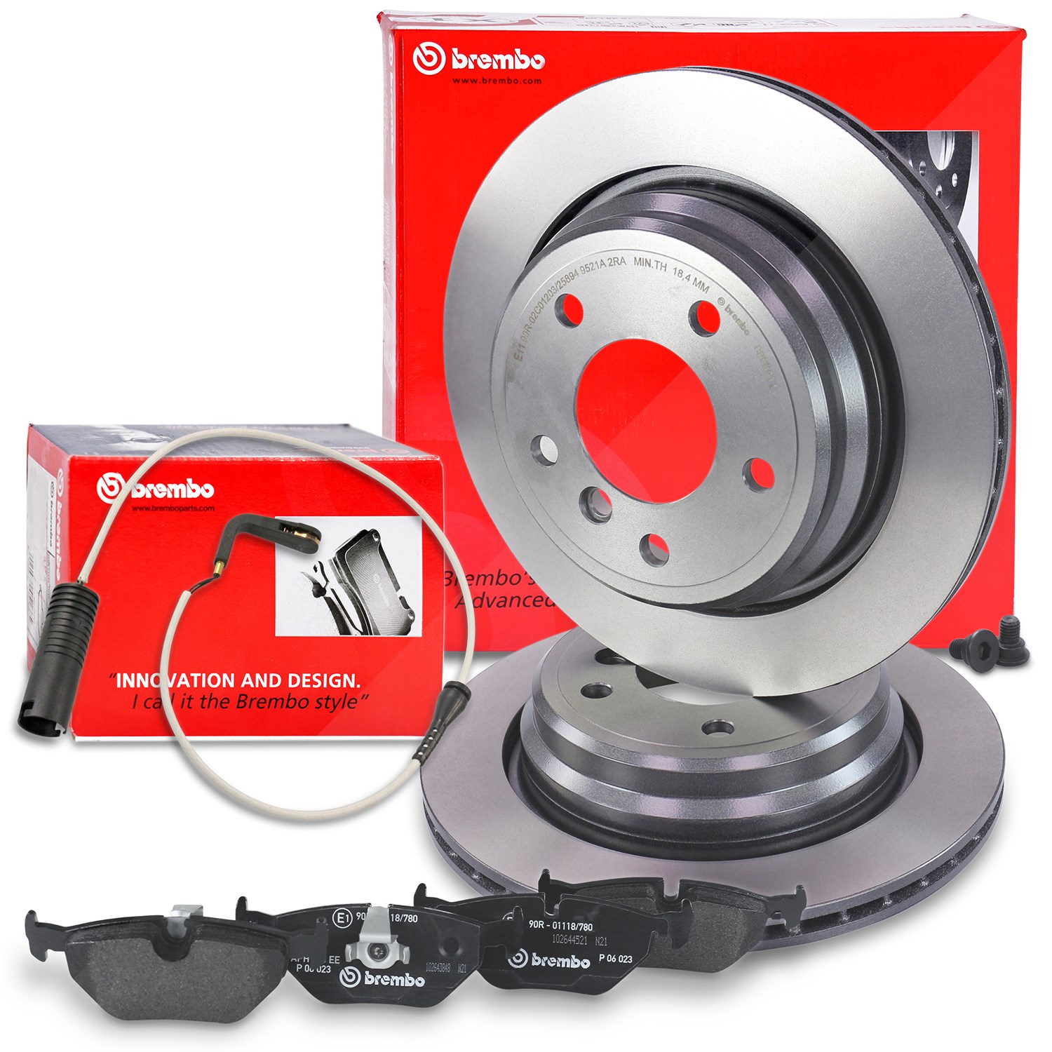 Brembo Bremsscheiben +Bremsbeläge +Warnkontakt hinten [Hersteller-Nr. 40437056] für BMW