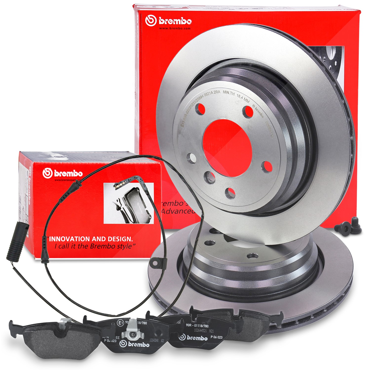 Brembo Bremsscheiben +Bremsbeläge +Warnkontakt hinten [Hersteller-Nr. 40437058] für BMW