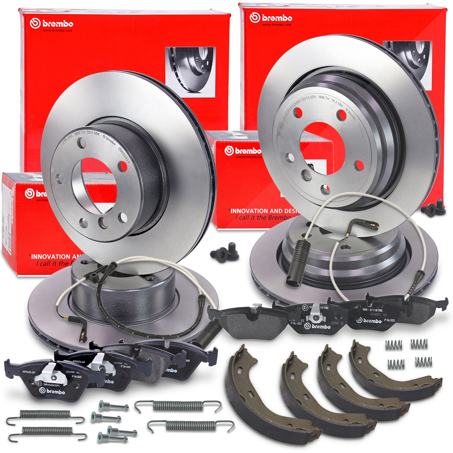 Brembo Bremsscheiben +Beläge +VWK +Handbremse vorne+hinten [Hersteller-Nr. 40438370] für BMW