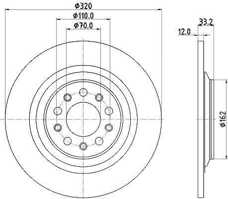 Hella 1x Bremsscheibe [Hersteller-Nr. 8DD355132-101] für Jeep