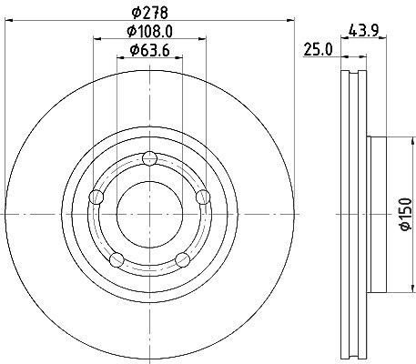 Hella 1x Bremsscheibe [Hersteller-Nr. 8DD355133-771] für Ford