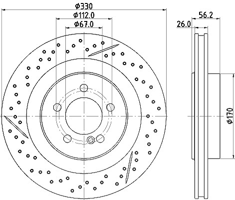 Hella 1x Bremsscheibe [Hersteller-Nr. 8DD355133-231] für Mercedes-Benz