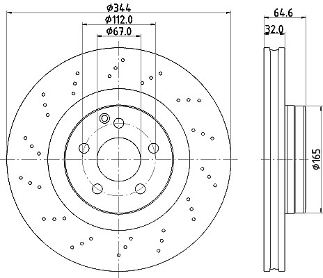 Hella 1x Bremsscheibe [Hersteller-Nr. 8DD355122-891] für Mercedes-Benz