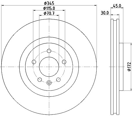 Hella 1x Bremsscheibe [Hersteller-Nr. 8DD355133-421] für Opel, Vauxhall