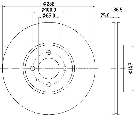 Hella 1x Bremsscheibe [Hersteller-Nr. 8DD355131-991] für VW