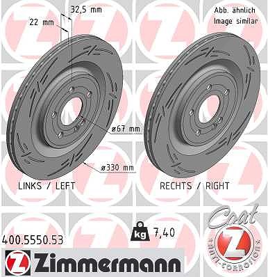 Zimmermann 1x Bremsscheibe [Hersteller-Nr. 400.5550.53] für Mercedes-Benz