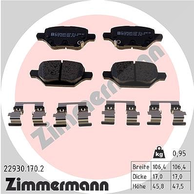 Zimmermann Bremsbelagsatz, Scheibenbremse [Hersteller-Nr. 22930.170.2] für Buick, Opel, Chevrolet, Vauxhall