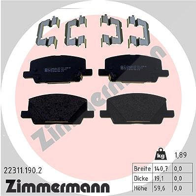 Zimmermann Bremsbelagsatz, Scheibenbremse [Hersteller-Nr. 22311.190.2] für Opel, Vauxhall