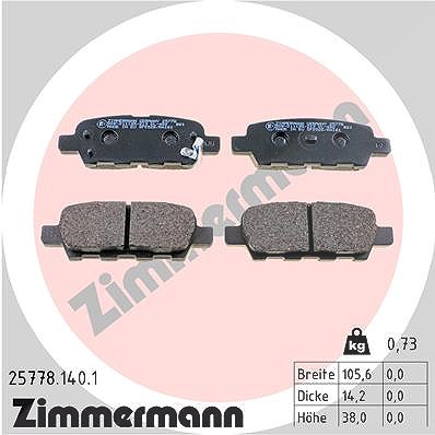 Zimmermann Bremsbelagsatz, Scheibenbremse [Hersteller-Nr. 25778.140.1] für Suzuki, Renault, Nissan, Infiniti