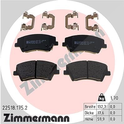 Zimmermann Bremsbelagsatz, Scheibenbremse [Hersteller-Nr. 22518.175.2] für Hyundai, Kia