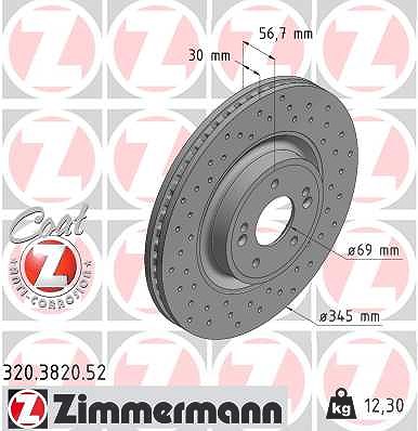 Zimmermann 1x Bremsscheibe [Hersteller-Nr. 320.3820.52] für Kia