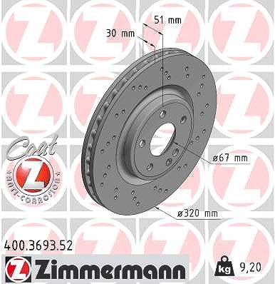 Zimmermann Bremsscheibe [Hersteller-Nr. 400.3693.52] für Mercedes-Benz, Infiniti