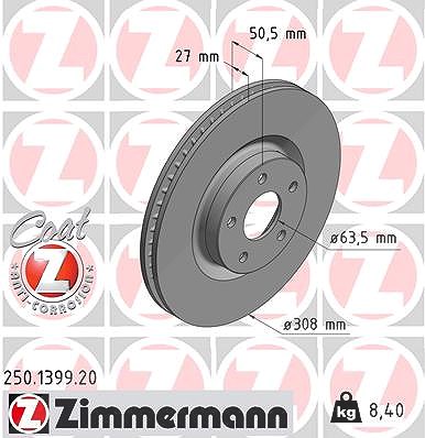 Zimmermann Bremsscheibe [Hersteller-Nr. 250.1399.20] für Ford
