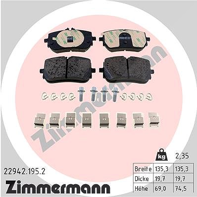 Zimmermann Bremsbelagsatz, Scheibenbremse [Hersteller-Nr. 22942.195.2] für Mercedes-Benz
