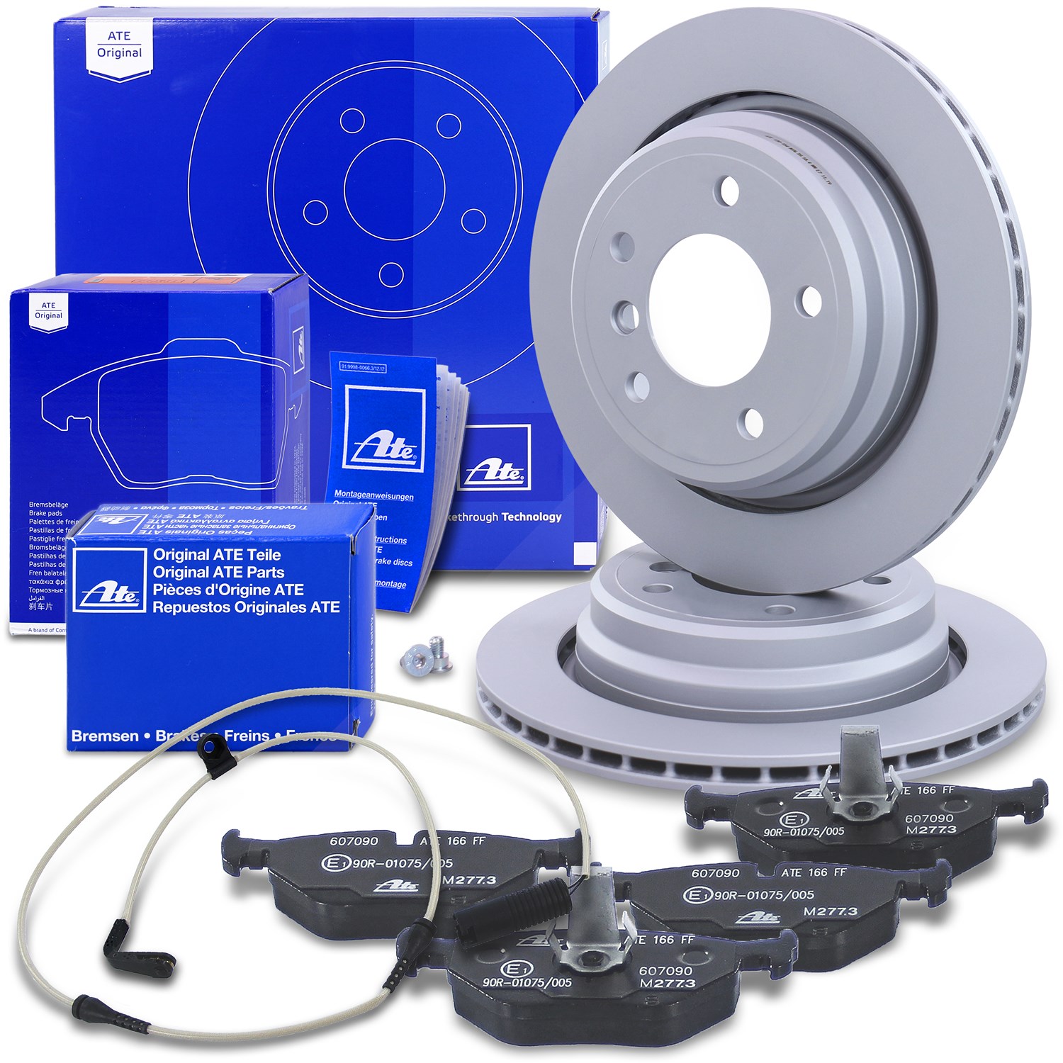 Ate Bremsscheiben+Bremsbeläge+VWK Hinten Belüftet [Hersteller-Nr. 10696225] für BMW