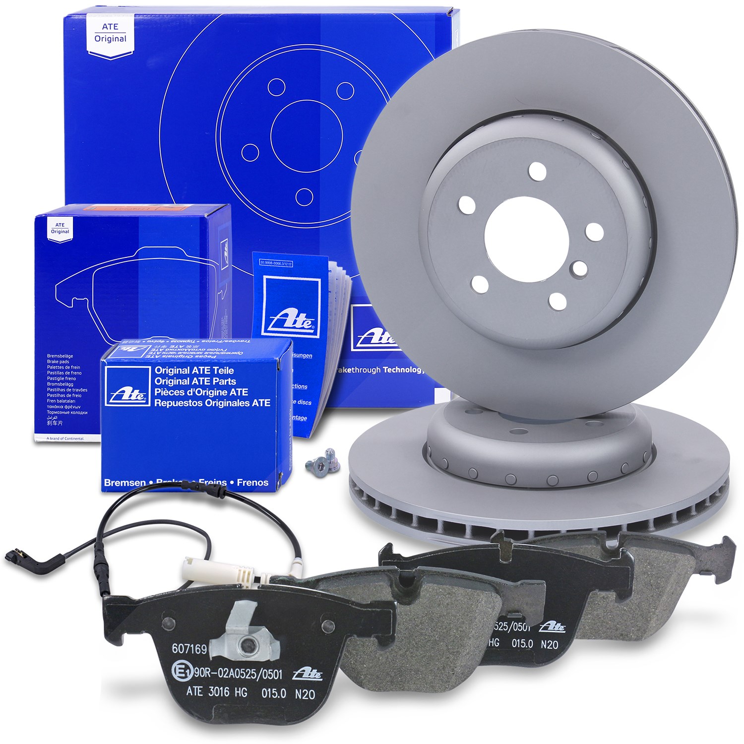 Ate Bremsscheiben+Bremsbeläge+VWK Hinten Belüftet [Hersteller-Nr. 10698823] für BMW