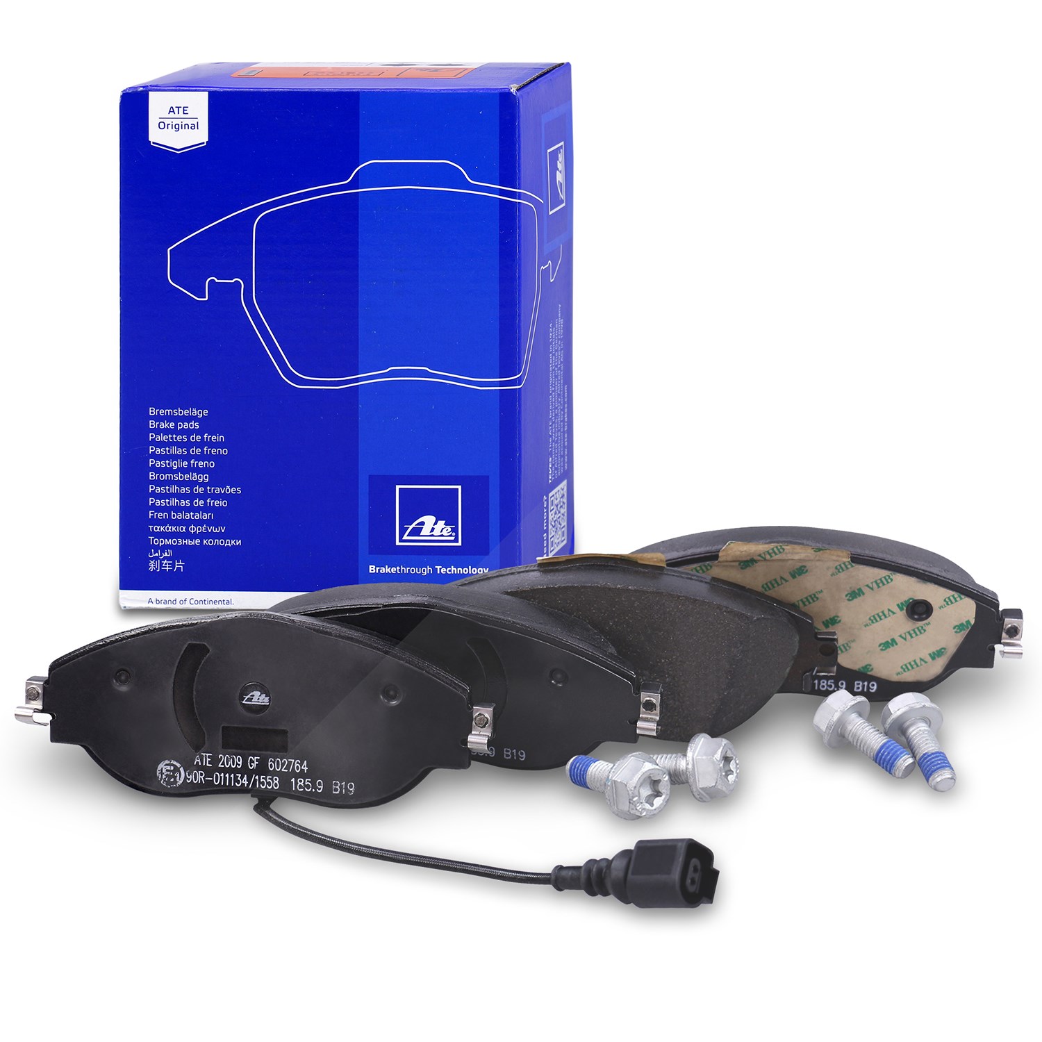 Ate Bremsbelagsatz mit Warnkontakt vorne [Hersteller-Nr. 13.0460-2764.2] für VW, Seat, Skoda