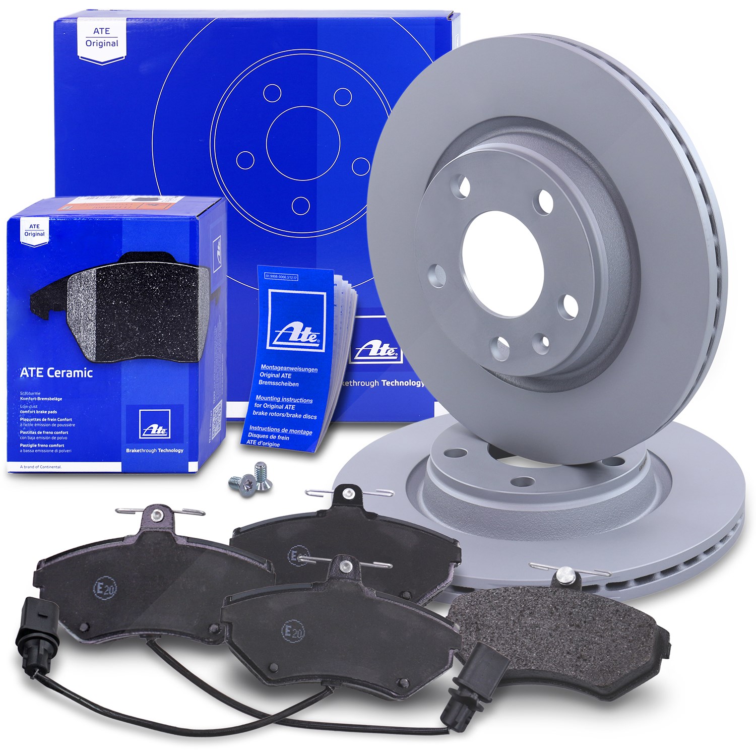 Ate Bremsscheiben+Beläge mit VWK Vorne Belüftet [Hersteller-Nr. 10696211] für VW, Audi, Seat
