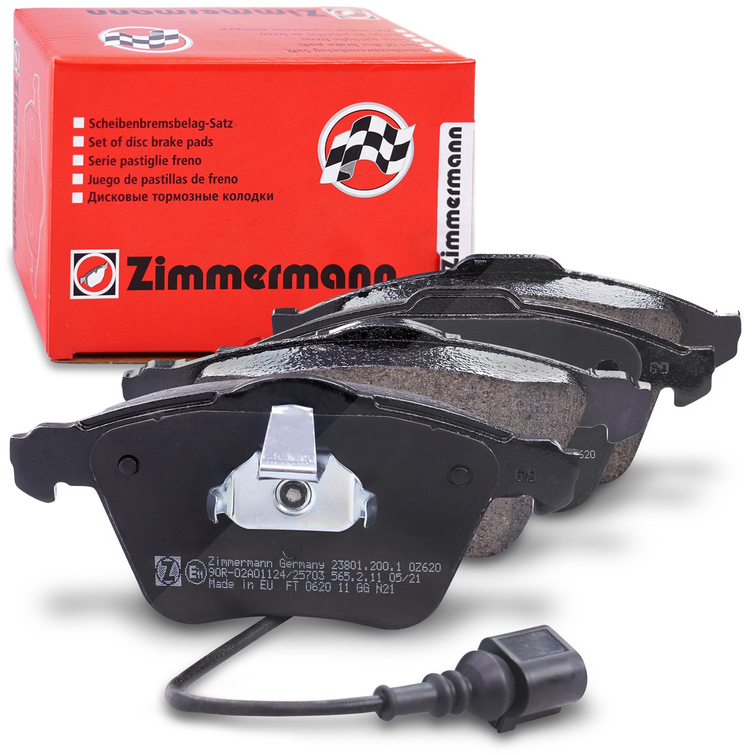 Zimmermann Bremsbelagsatz mit Warnkontakt vorne [Hersteller-Nr. 23801.200.1] für Audi, Seat, VW, Skoda