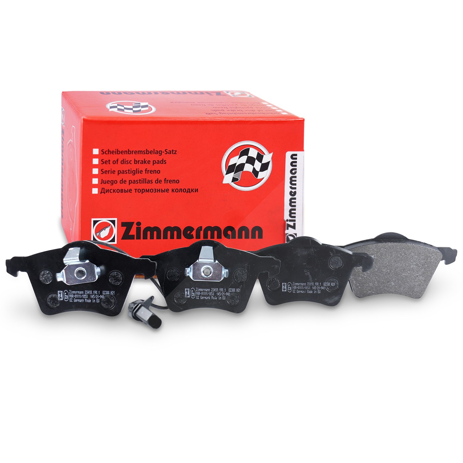 Zimmermann Bremsbelagsatz mit Warnkontakt vorne [Hersteller-Nr. 23418.190.1] für VW, Ford, Seat
