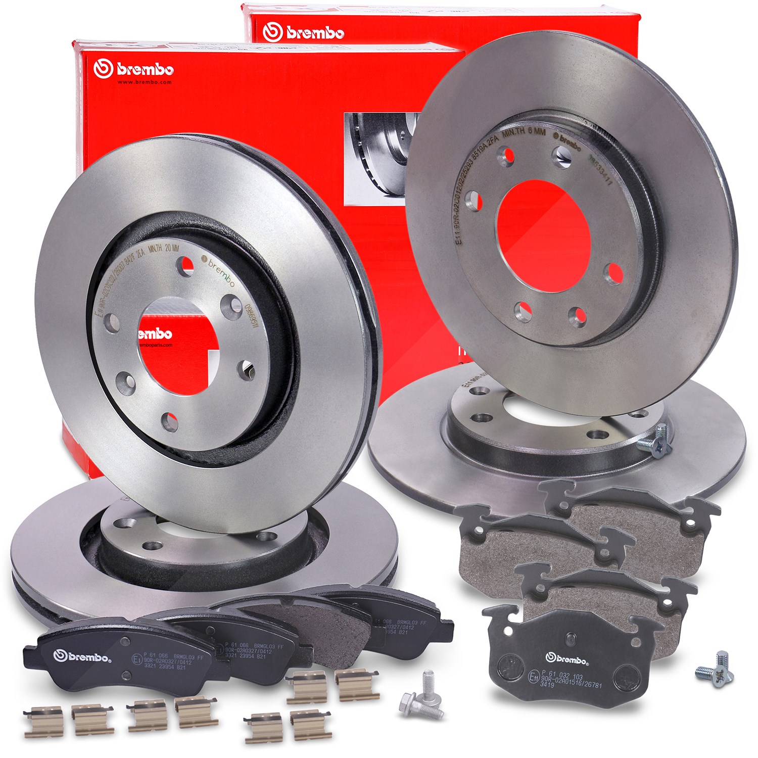 Brembo Bremsscheiben +Bremsbeläge vorne+hinten [Hersteller-Nr. 40435280] für Peugeot