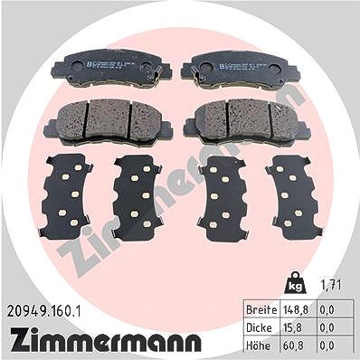 Zimmermann Bremsbelagsatz, Scheibenbremse [Hersteller-Nr. 20949.160.1] für Mitsubishi