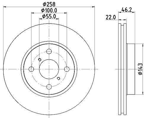 Don Bremsscheibe belüftet vorne [Hersteller-Nr. PCD11402] für Toyota, Daihatsu