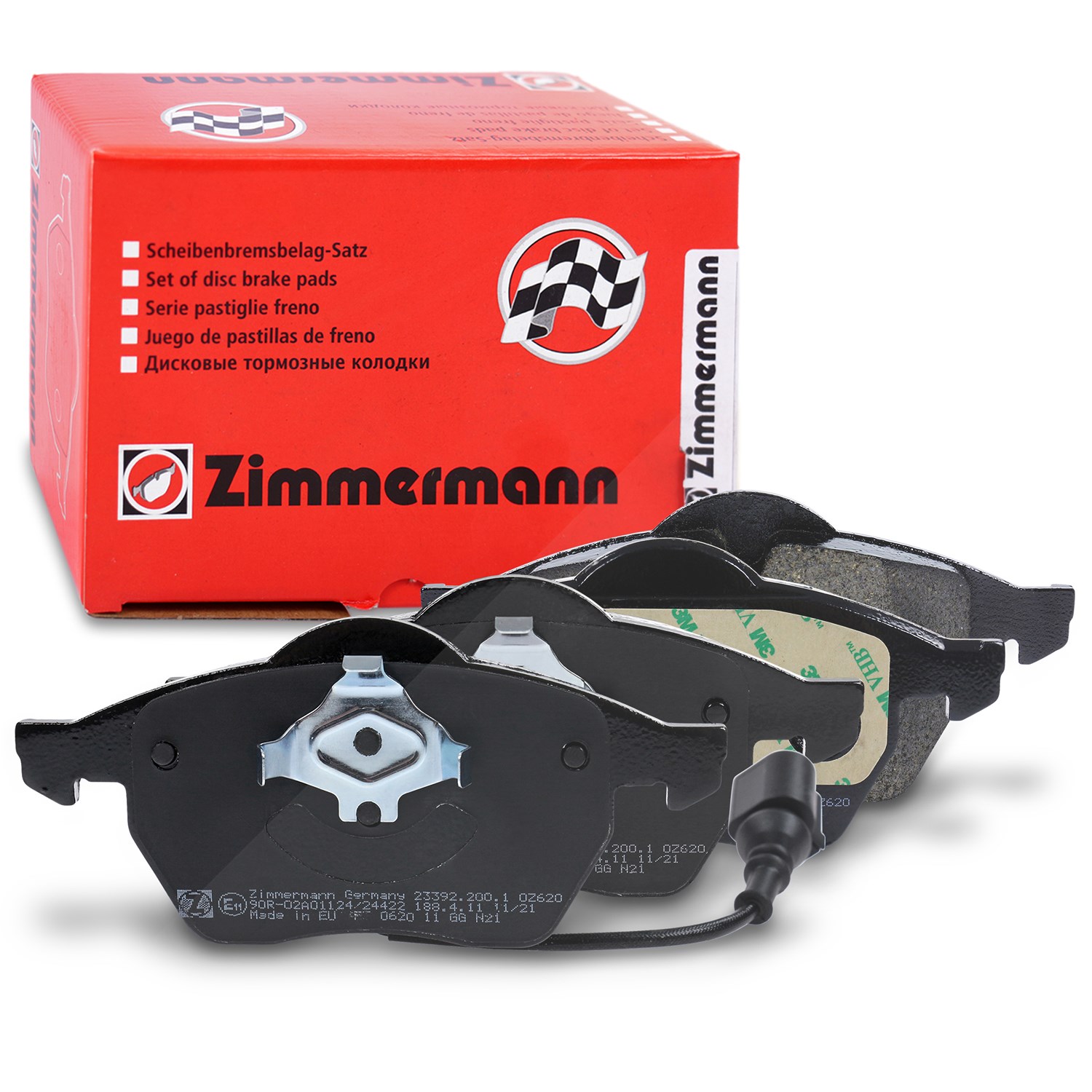 Zimmermann Bremsbelagsatz mit Warnkontakt vorne [Hersteller-Nr. 23392.200.1] für Skoda, Audi, Seat, VW