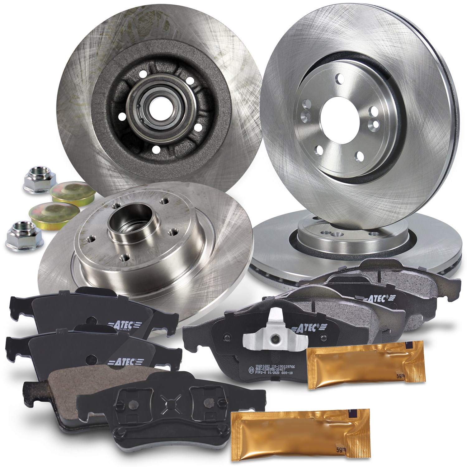 Bestprice Bremsscheiben + Bremsbeläge Vorne + Hinten [Hersteller-Nr. 10603355] für Renault
