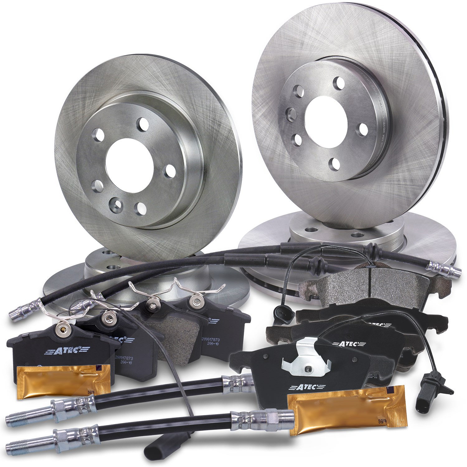 Bestprice Komplettset Bremsscheiben+Bremsbeläge Vorne+Hinten [Hersteller-Nr. 31418685] für VW, Ford, Seat