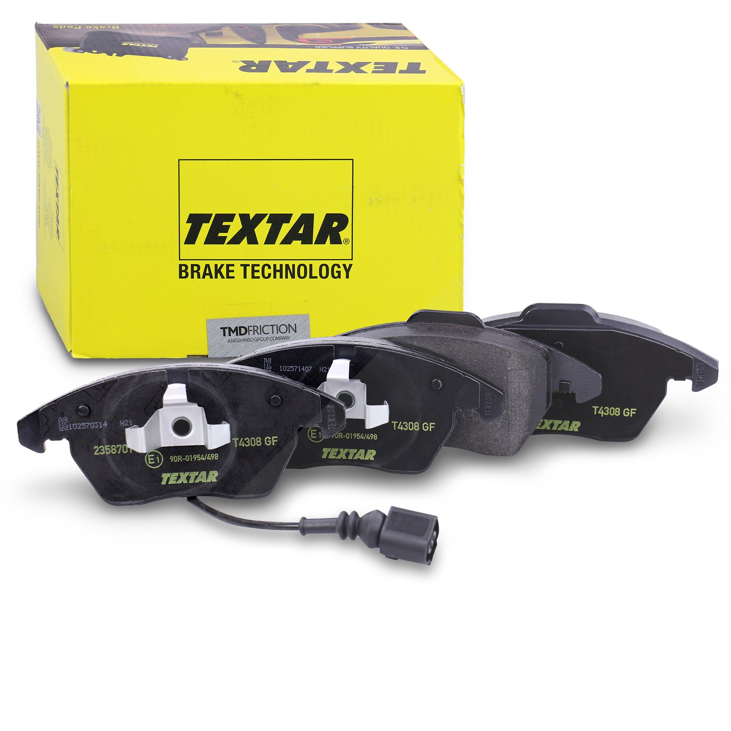 Textar Bremsbelagsatz mit Warnkontakt vorne [Hersteller-Nr. 2358701] für Skoda, VW, Seat, Audi