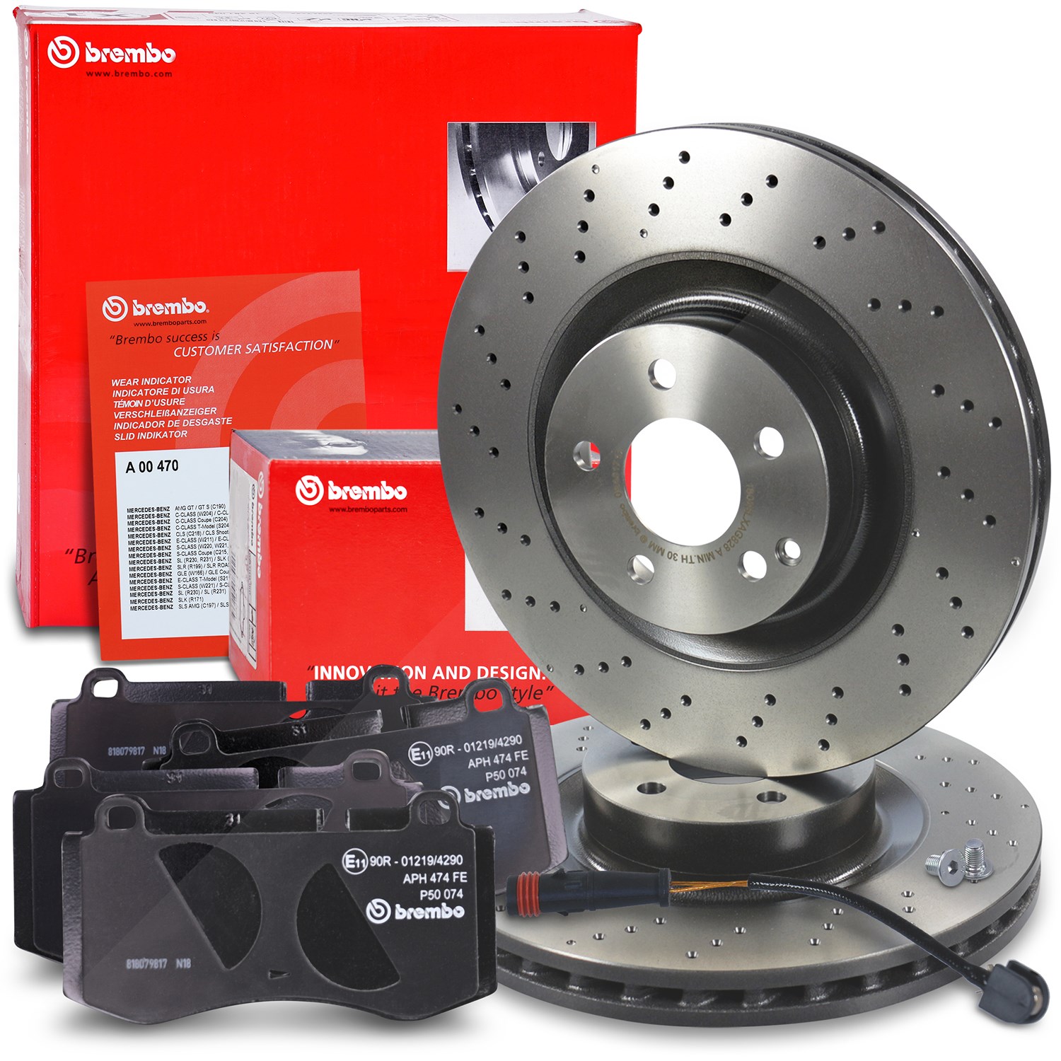 Brembo Bremsscheiben + Beläge mit VWK Vorne [Hersteller-Nr. 40278684] für Mercedes-Benz
