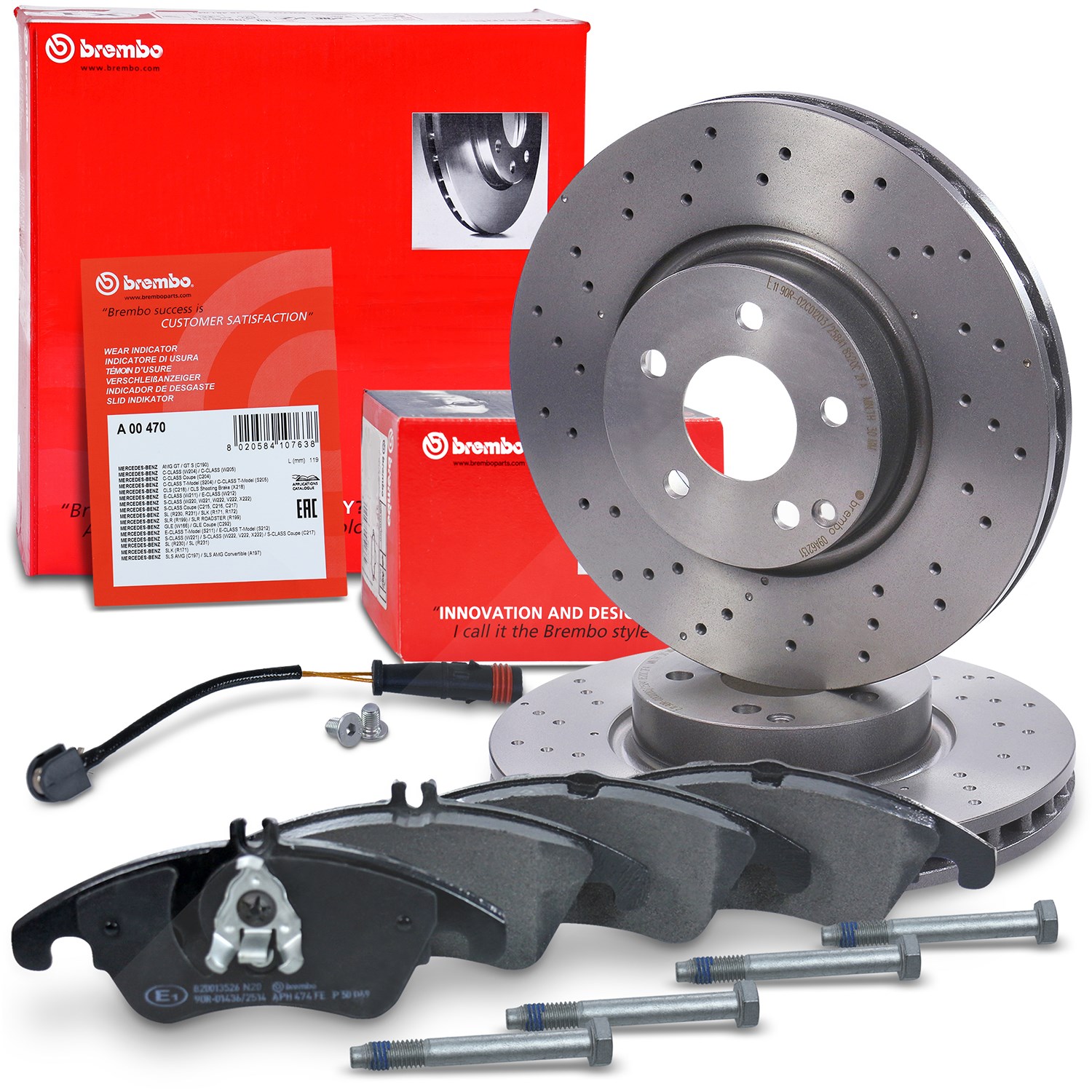 Brembo Bremsscheiben + Bremsbeläge + VWK Vorderachse [Hersteller-Nr. 40279201] für Mercedes-Benz