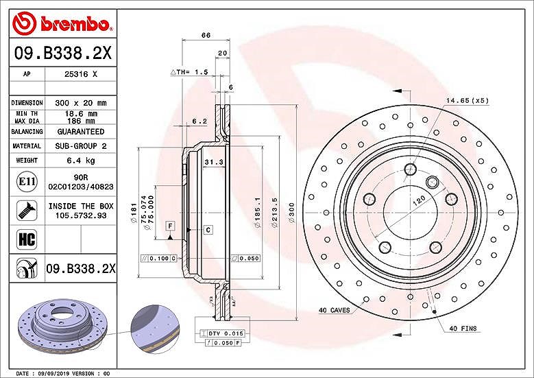 Brembo Bremsscheibe [Hersteller-Nr. 09.B338.2X] für BMW