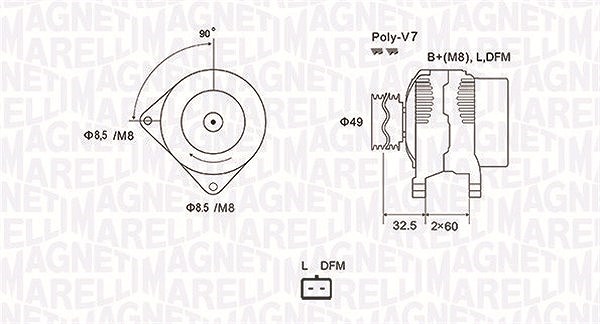 Magneti Marelli Generator [Hersteller-Nr. 063731814010] für Renault, Nissan