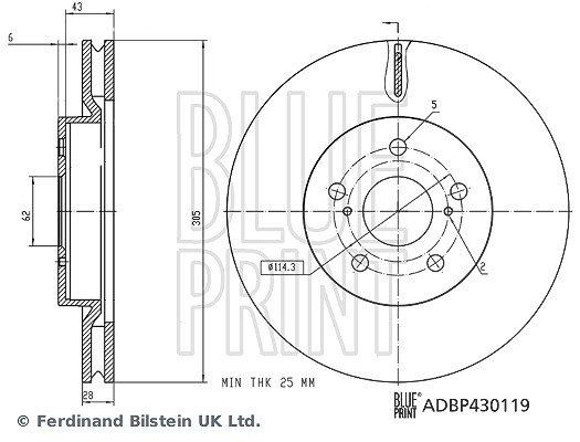 2x Bremsscheibe BLUE PRINT ADBP430119 2 Bremsscheiben Vorderachse Vorne - Bild 5
