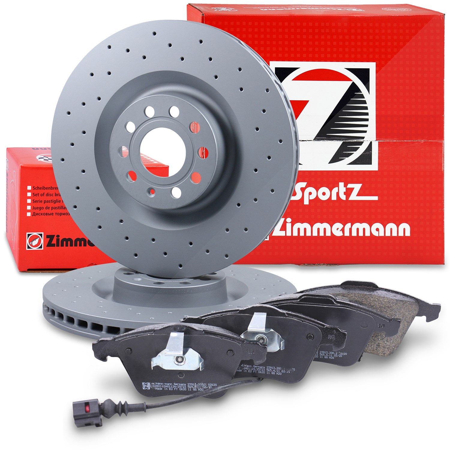 Zimmermann SPORT-Scheiben + Beläge Vorne Belüftet [Hersteller-Nr. 10698415] für Seat, VW, Audi