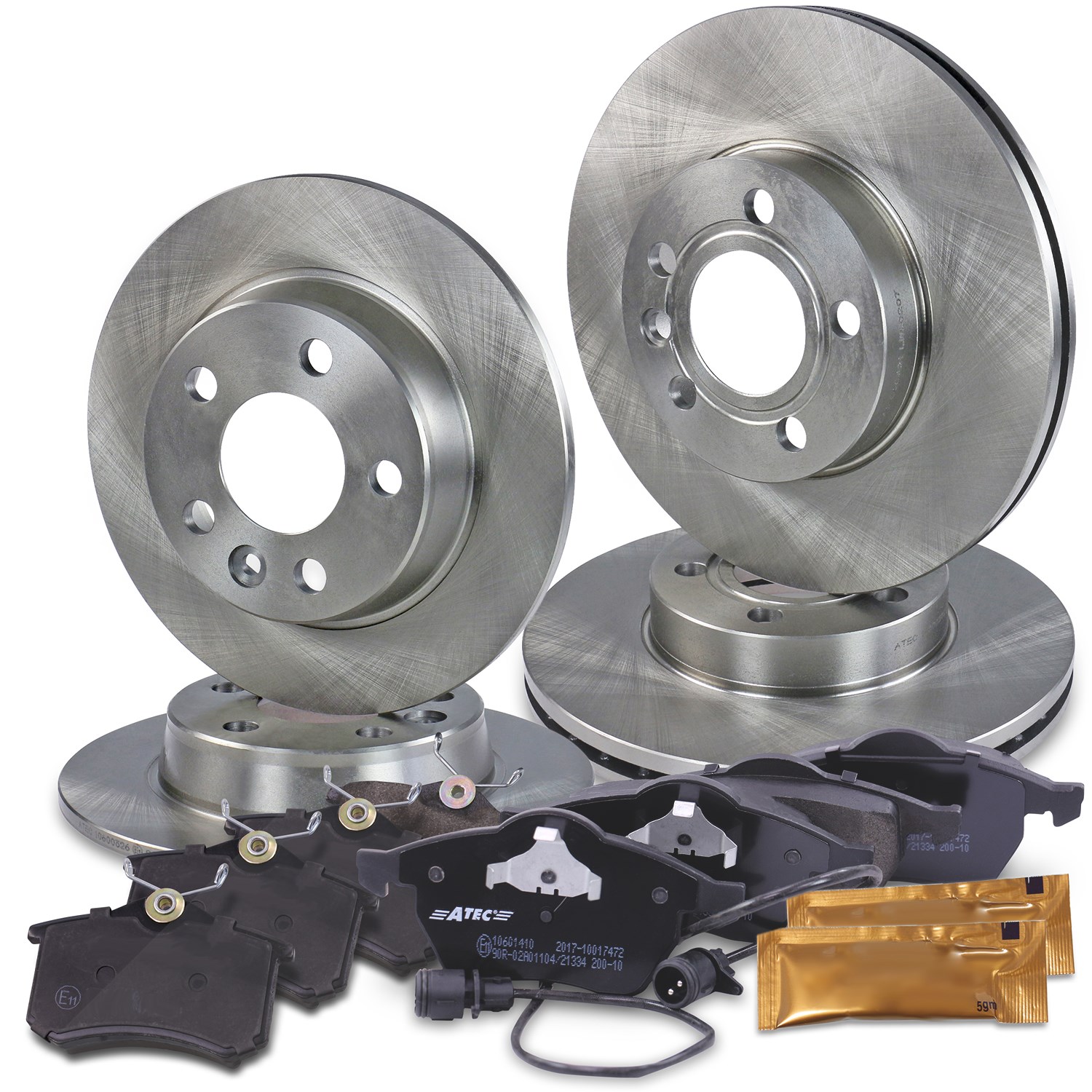 Bestprice Bremsscheiben + Bremsbeläge Vorne + Hinten [Hersteller-Nr. 10603764] für VW, Seat, Ford