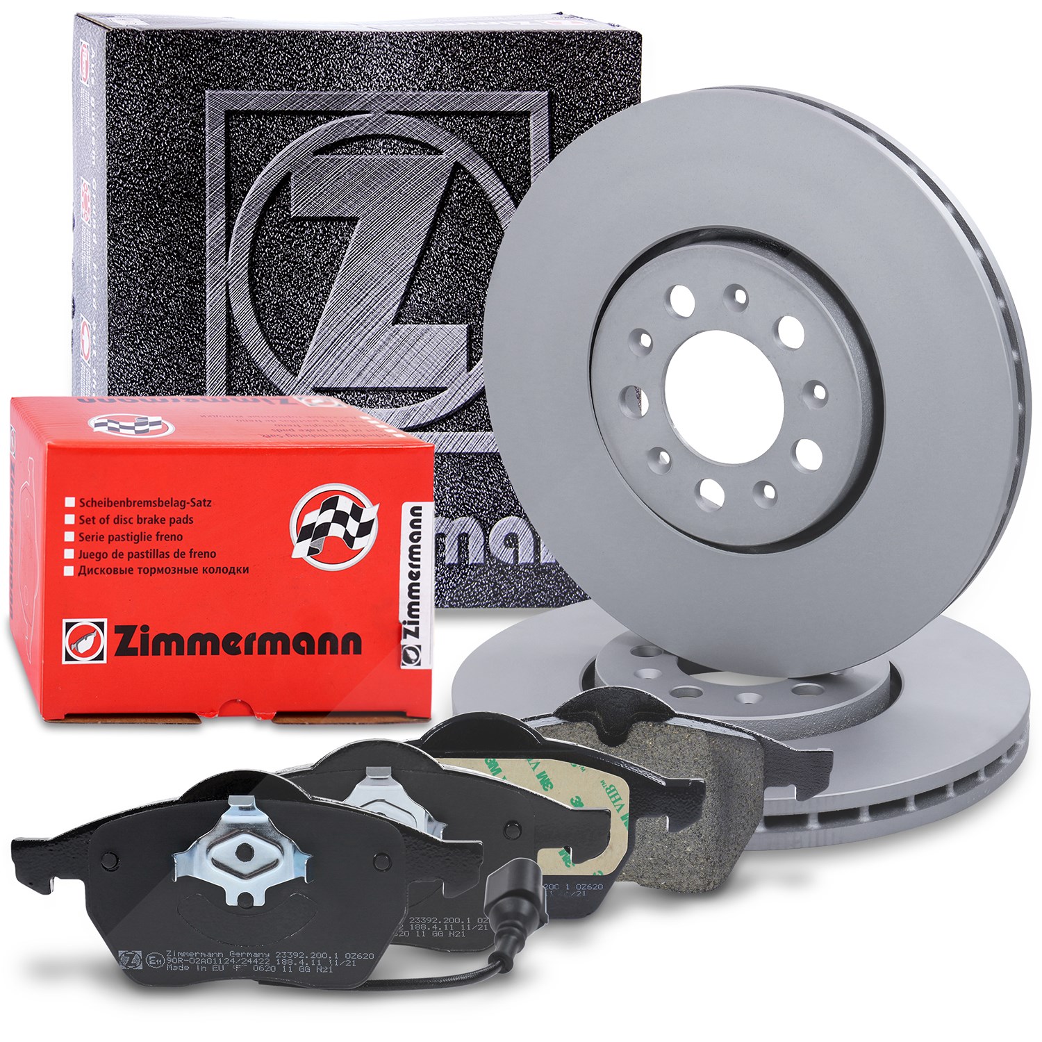 Zimmermann Bremsscheiben+Beläge mit VWK Vorne Belüftet [Hersteller-Nr. 40192162] für Seat, VW, Skoda, Audi