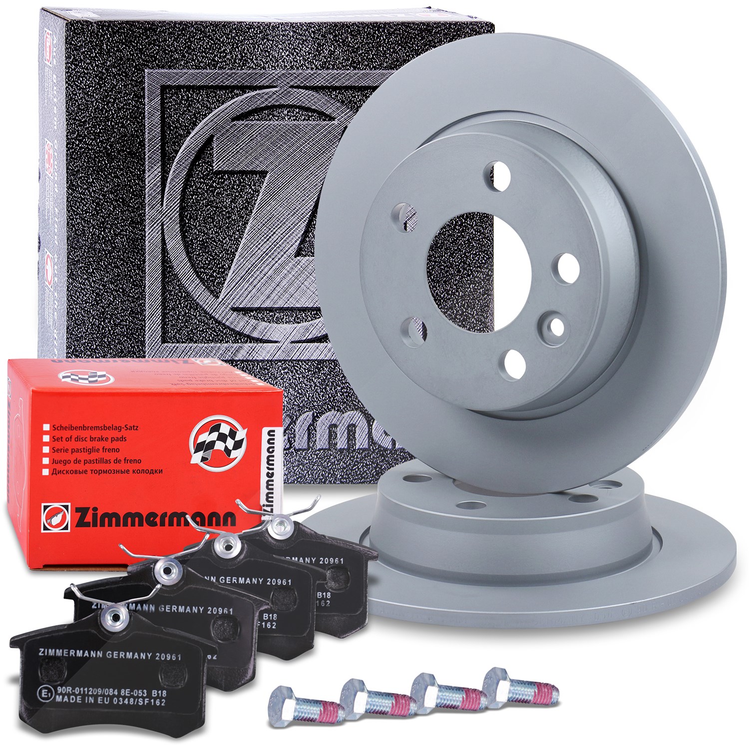 Zimmermann Bremsscheiben + Bremsbeläge Hinterachse [Hersteller-Nr. 10697731] für Ford, VW, Seat