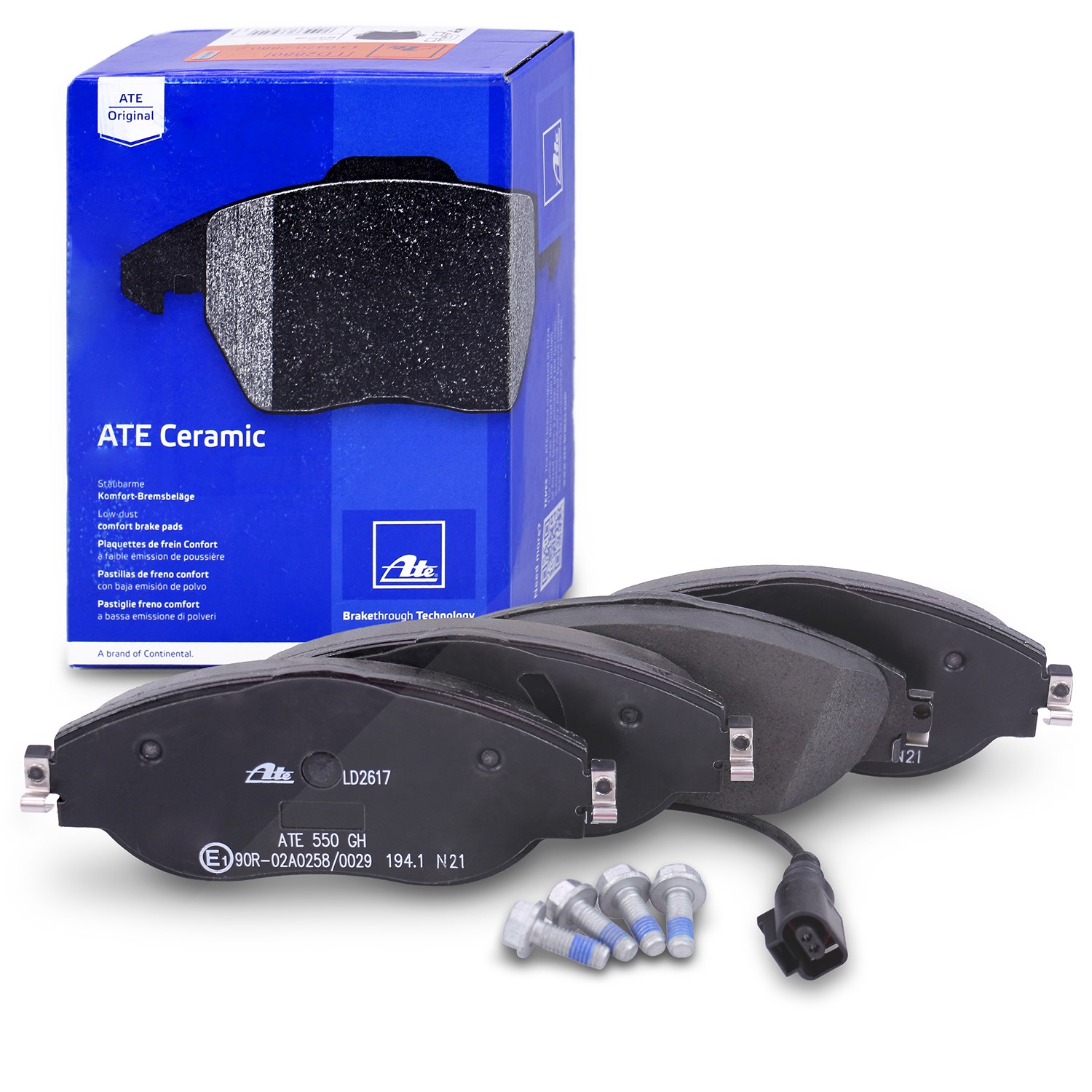 Ate CERAMIC Bremsbelagsatz mit Warnkontakt vorne [Hersteller-Nr. 13.0470-2617.2] für Cupra, Skoda, VW, Audi, Seat
